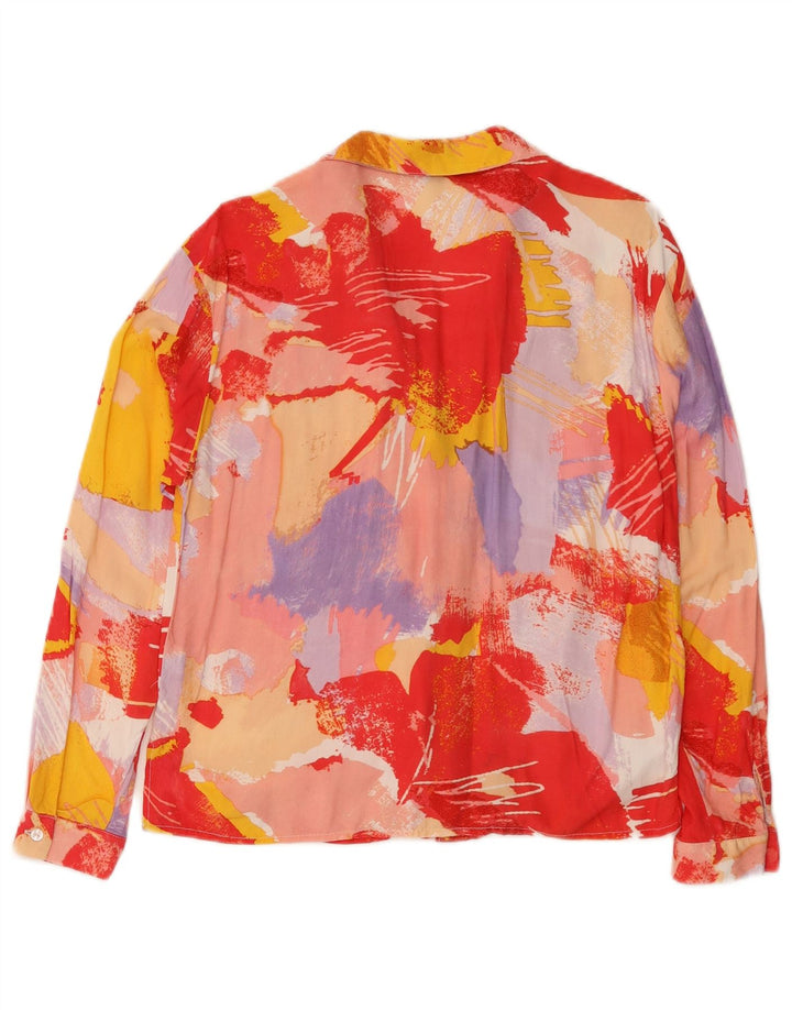 vintage Womens Abstract Pattern Shirt Blouse UK 10 Petit Multicolore