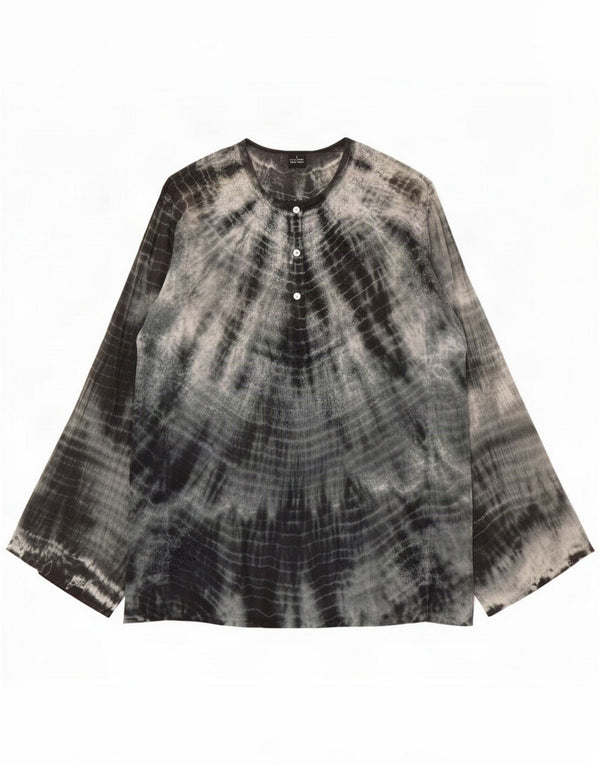 Vintage Womens Long Sleeve Blouse Top UK 16 Large Blue Tie Dye Cotton