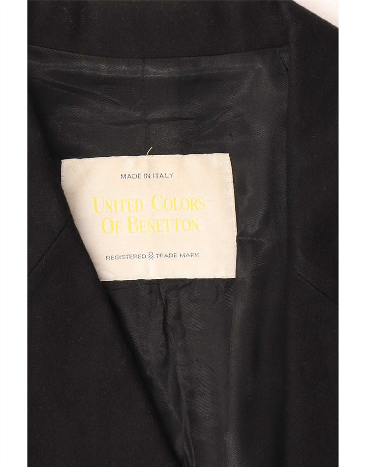 Benetton Veste Blazer Croisée Femme IT 46 Large Laine Noire