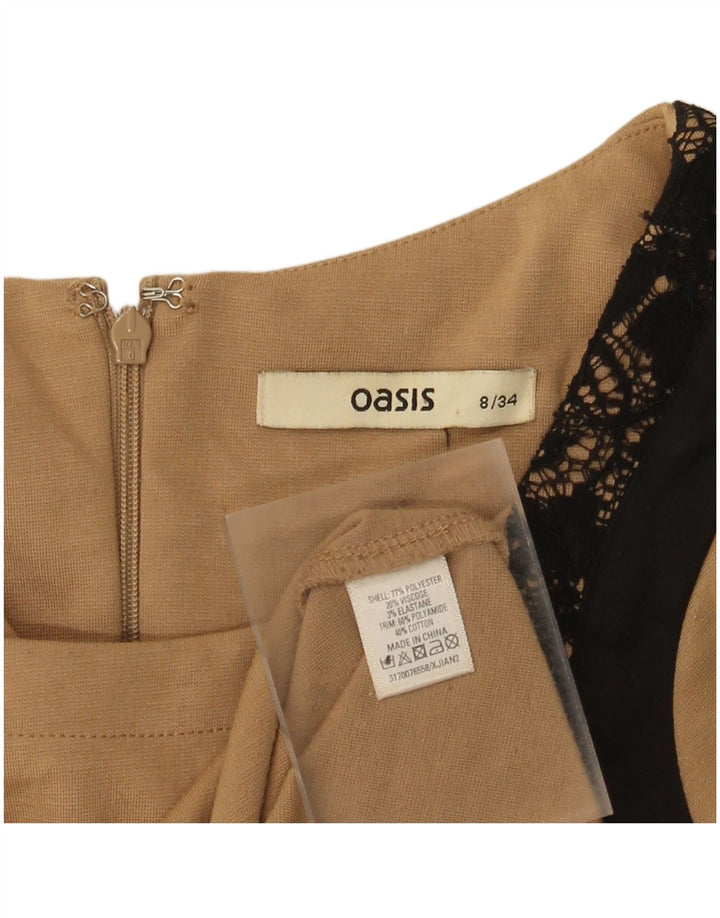 Oasis Robe fourreau pour femme UK 8 Petit Marron Colorblock Polyester