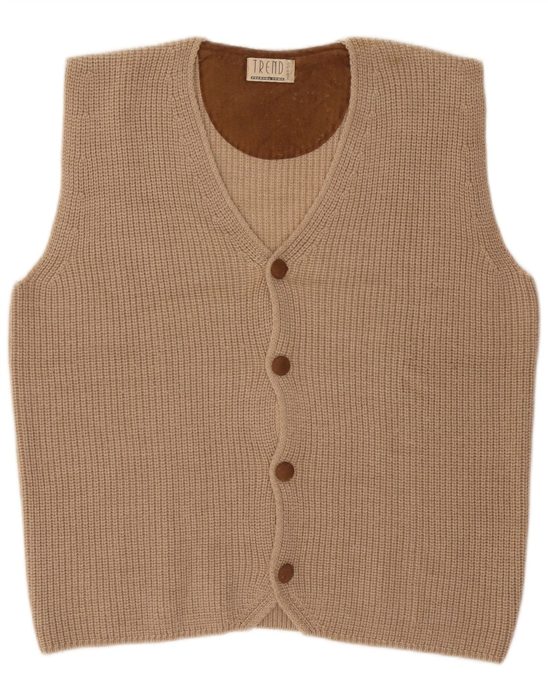 Ferrone Cardigan sans manches pour homme en laine beige