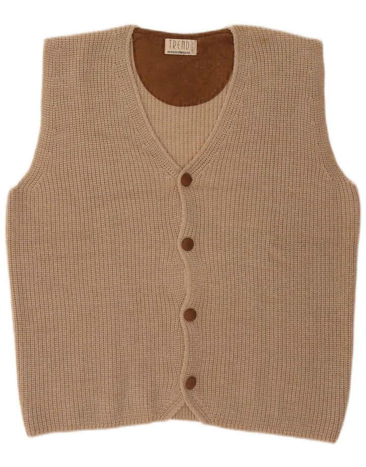 Ferrone Cardigan sans manches pour homme en laine beige