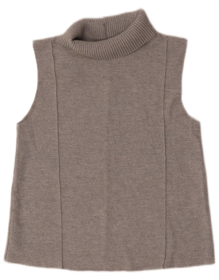 Zara Womens Roll Neck Vest Débardeur UK 10 Petit Gris Polyester