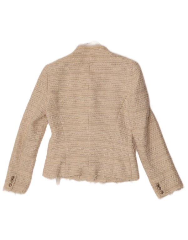 Zara Veste blazer à 4 boutons pour femme UK 10 Small Blanc cassé