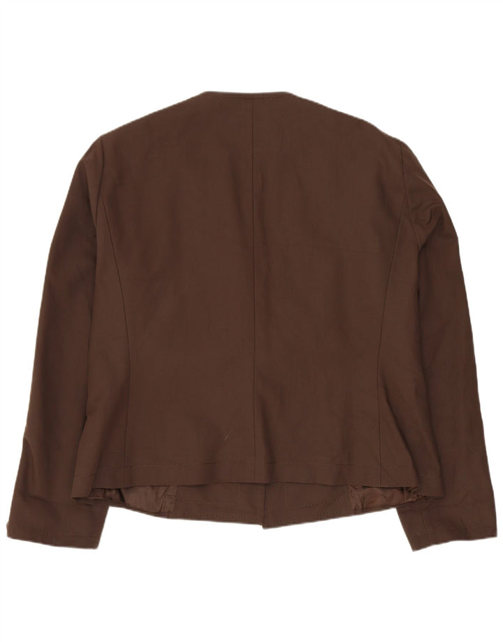 BARBARA B Veste Blazer Ouverte Femme UK 18 XL Coton Marron