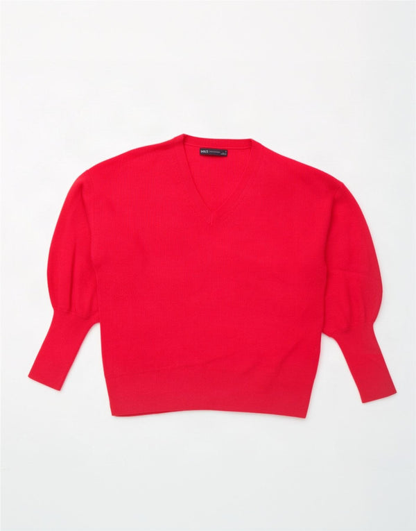 Marks & Spencer Pull surdimensionné à col en V pour femme UK 10 Petit Rose