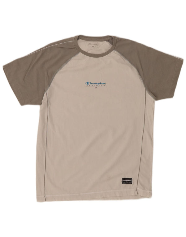 CHAMPION T-Shirt Femme UK 14 Large Blanc Colourblock