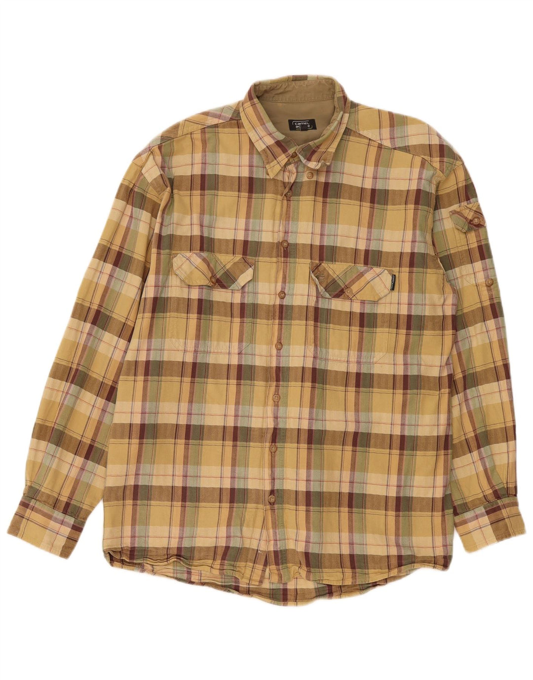 Camel Active Chemise en flanelle pour homme à carreaux beiges