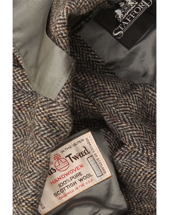 Harris Tweed Veste Blazer 2 Boutons pour Homme UK 40 Grande Laine à Chevrons Gris