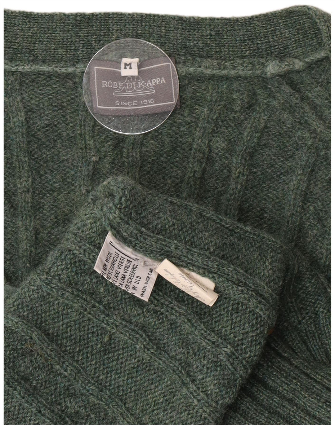 Kappa Cardigan Pull Homme Vert Moyen Laine Vierge