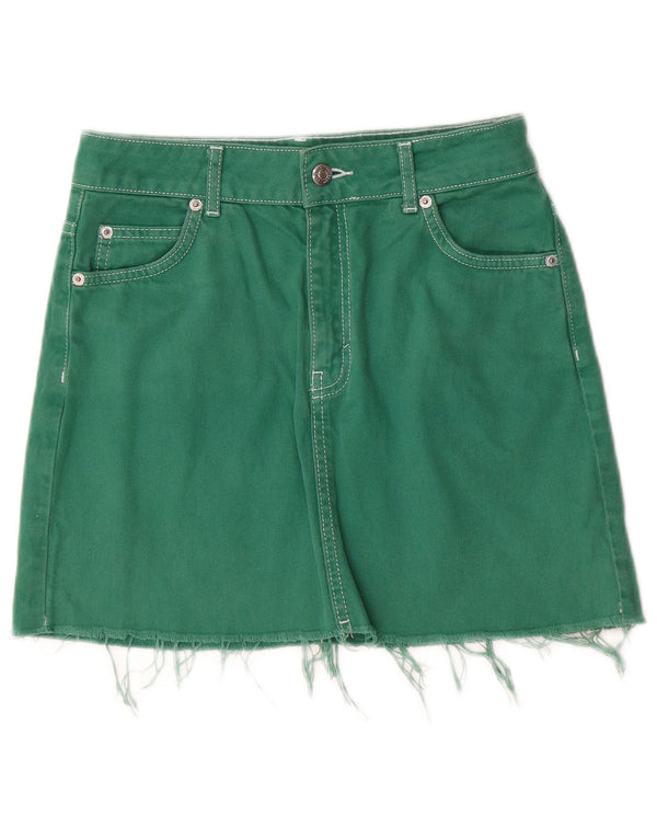 Topshop Jupe en jean pour femme UK 8 Small W26 Vert Coton