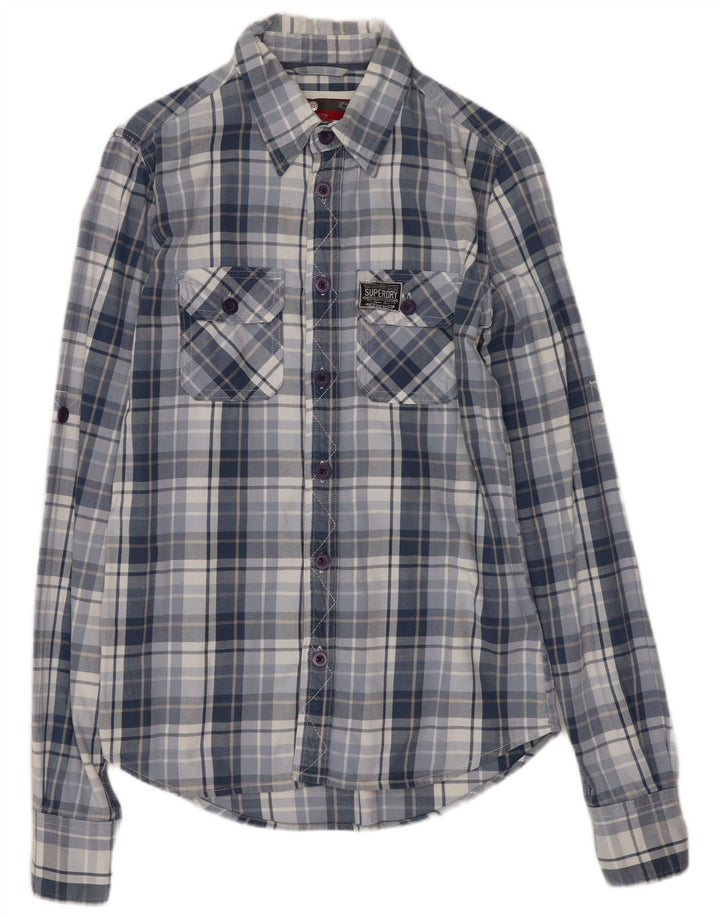 Superdry Chemise Graphique Petit Carreau Bleu Coton