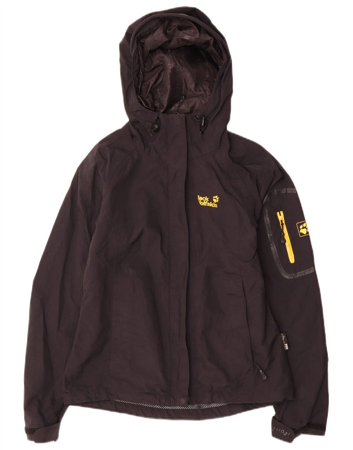 Jack Wolfskin Veste de pluie à capuche pour femme UK 8 Small Noir Polyamide