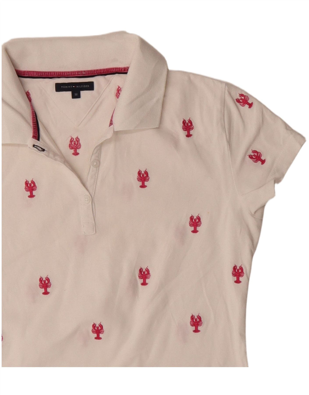 Tommy Hilfiger Polo à motif abstrait pour femme UK 12 Coton blanc moyen