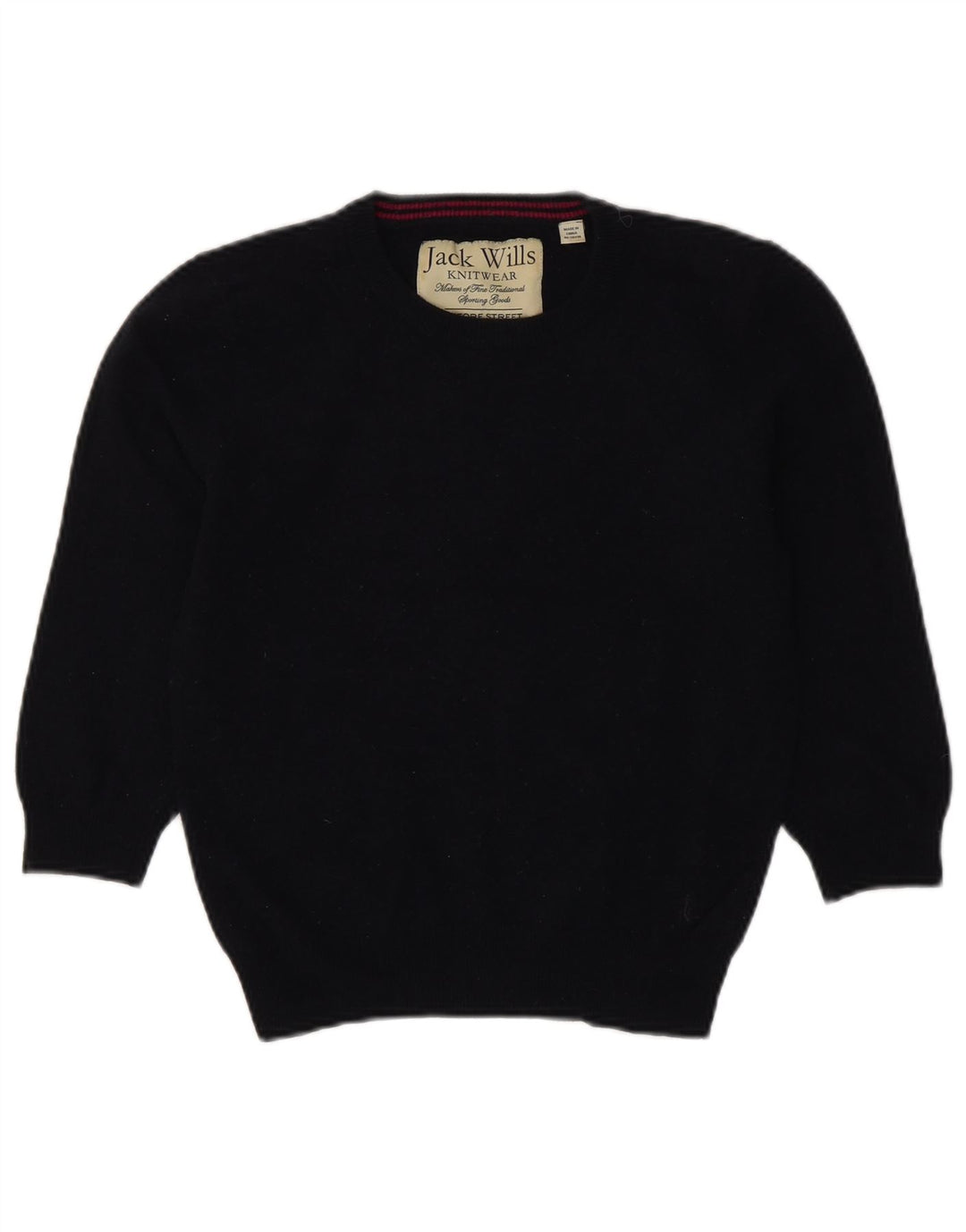 Jack Wills Pull court à col rond pour femme UK 12 Bleu marine moyen