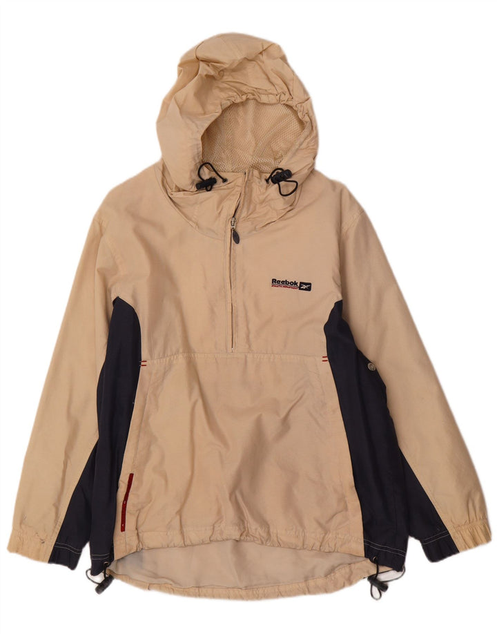 Reebok Veste de pluie à capuche pour femme UK 12 Beige moyen Colourblock