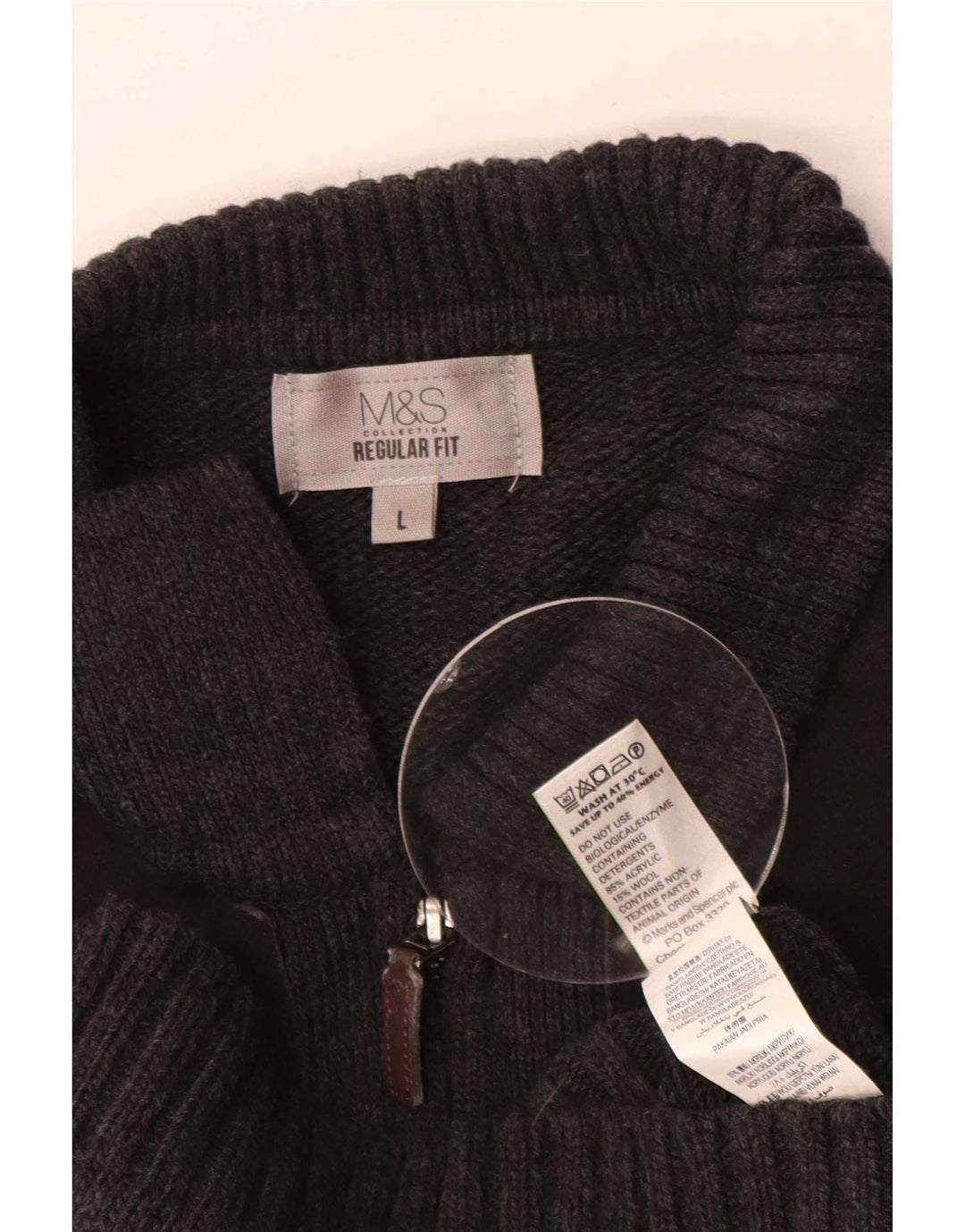 Marks & Spencer Pull Cardigan Coupe Régulière pour Homme Grand Gris Acrylique