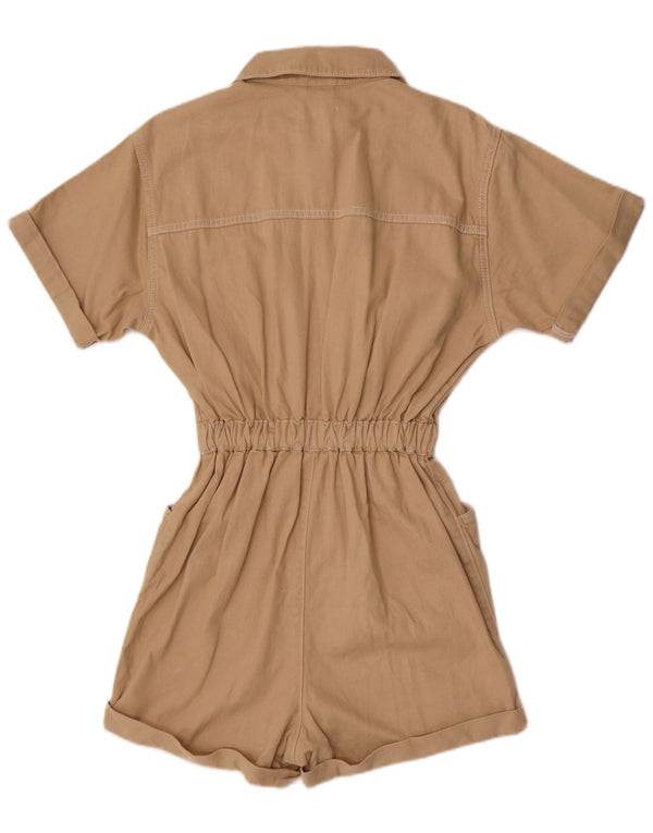 Topshop Combishort à manches courtes pour femme UK 8 Small Beige Coton