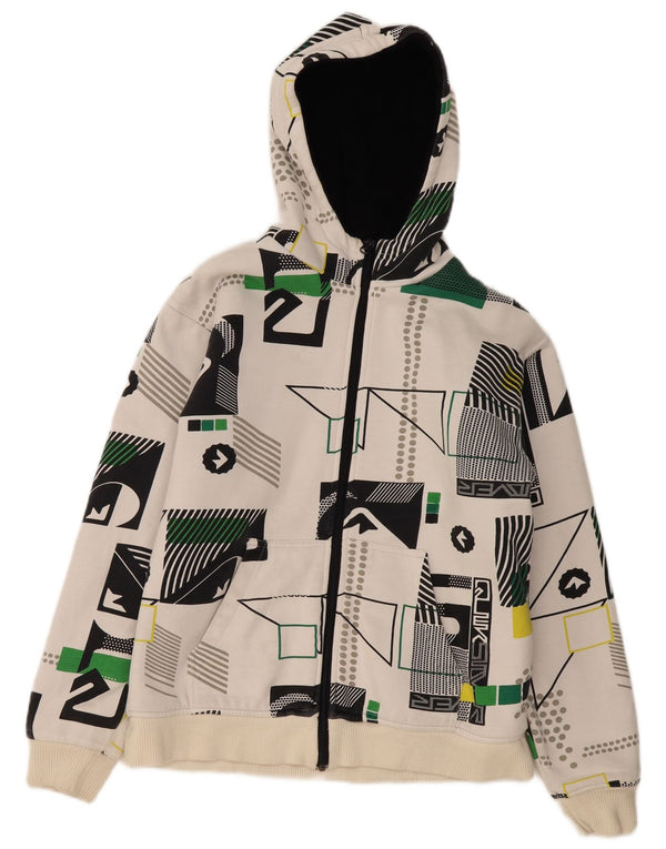 Quiksilver Pull à capuche zippé graphique pour garçon 15-16 ans Blanc Géométrique