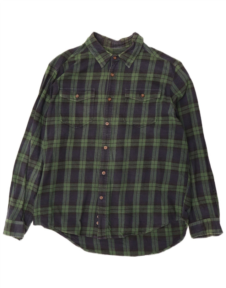 EDDIE BAUER Chemise en flanelle pour homme XL en coton à carreaux verts