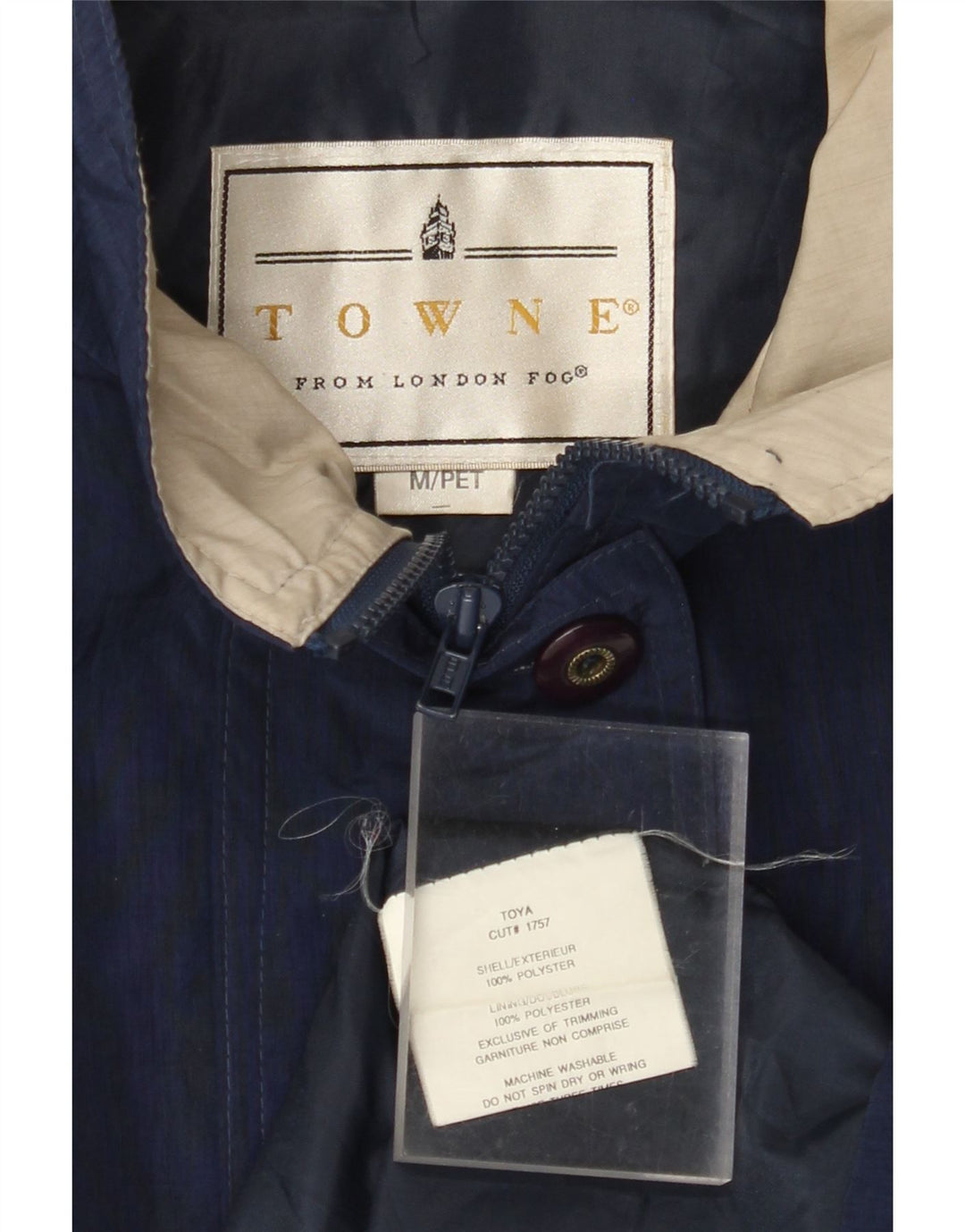 LONDON FOG Manteau coupe-vent surdimensionné Towne pour femme UK 14 Bleu marine moyen