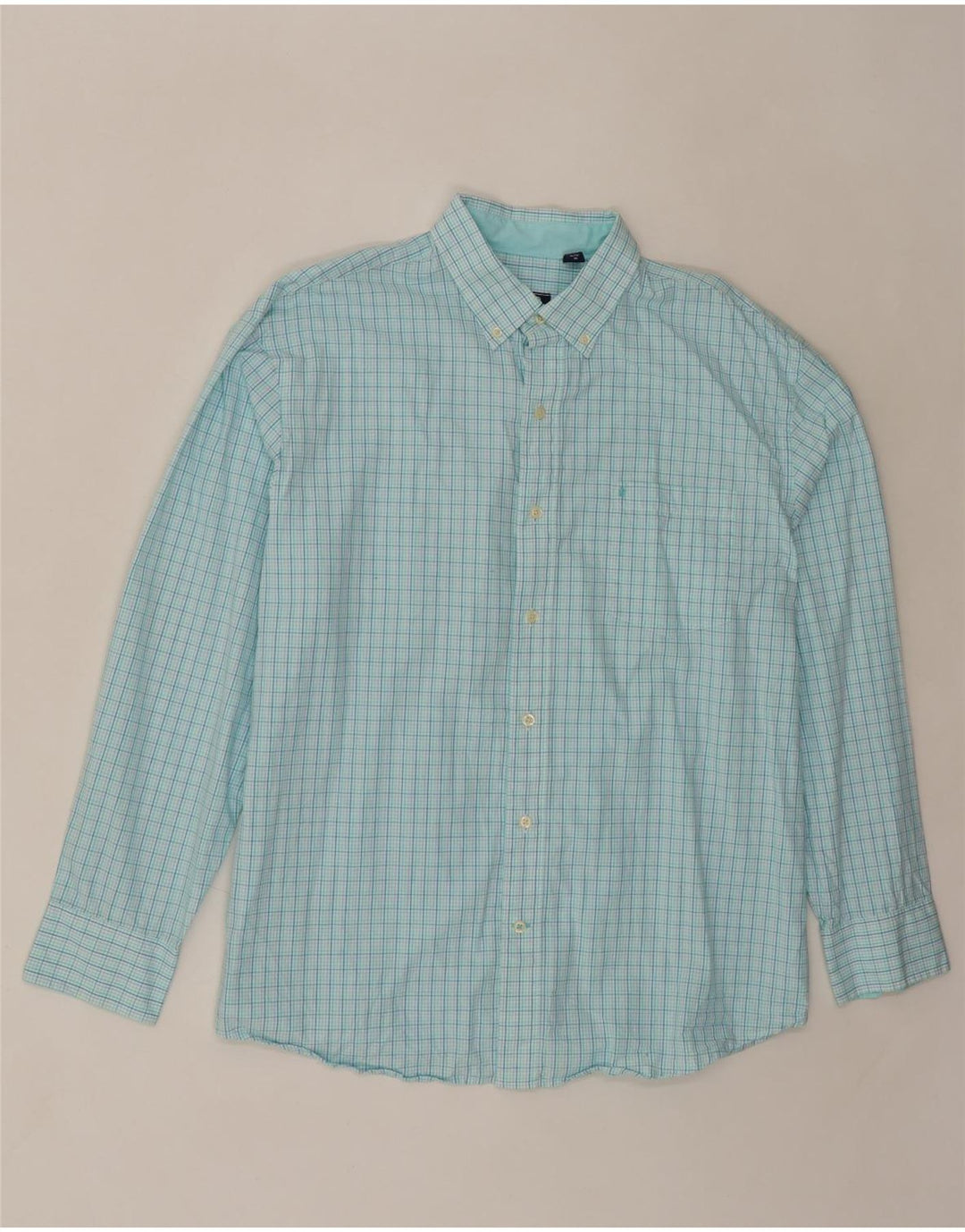 IZOD Mens Shirt XL Blue Check Cotton Vintage Izod and Second-Hand Izod from Messina Hembry 