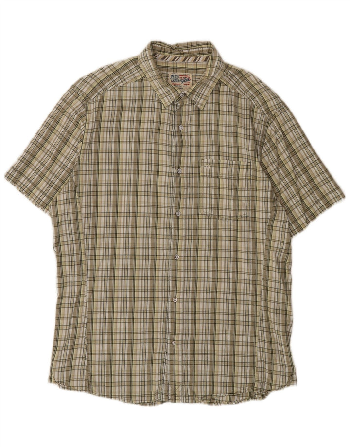 Wrangler Chemise à manches courtes pour homme XL en coton à carreaux beige