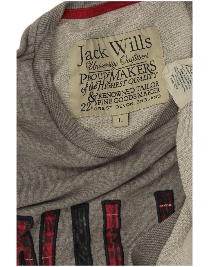 JACK WILLS Sweat-shirt graphique pour homme en coton gris Taille L