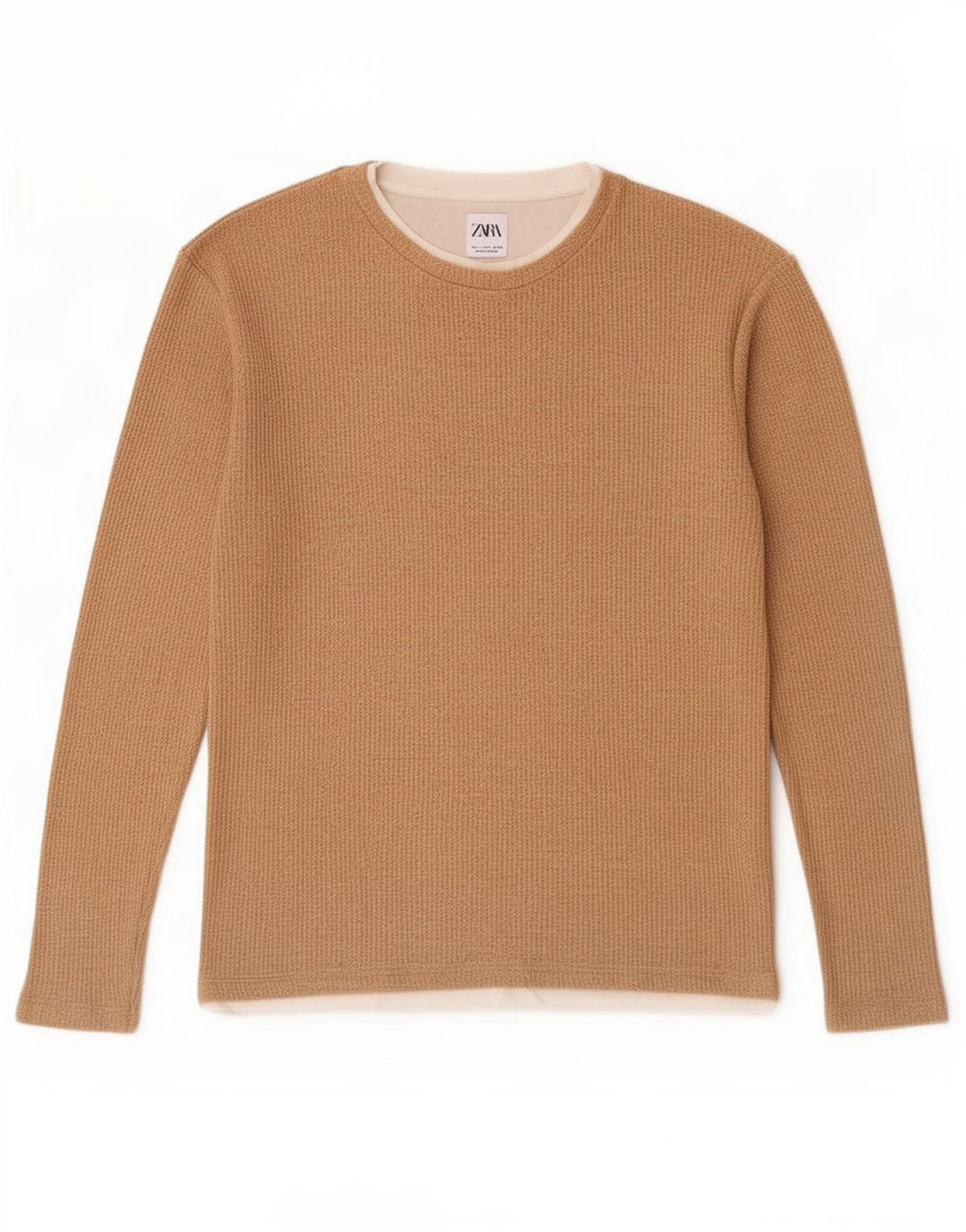Zara Homme Top Manches Longues Petit Coton Beige