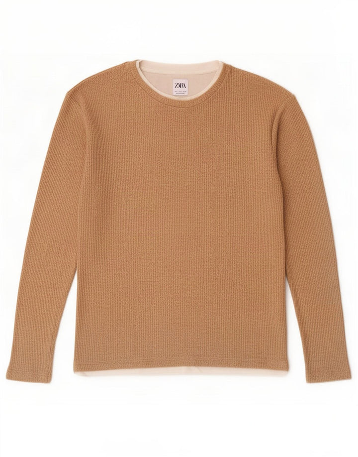 Zara Homme Top Manches Longues Petit Coton Beige