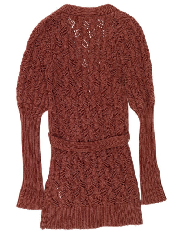 Levi's Cardigan long en crochet pour femme UK 10 Petit coton marron