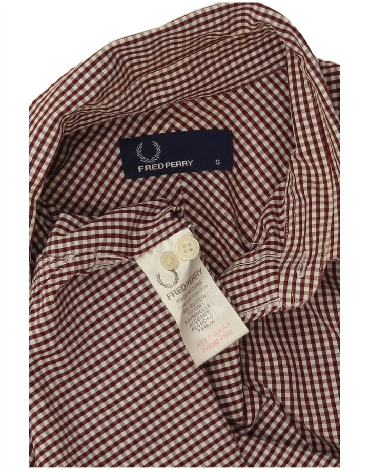 Fred Perry Chemise Homme Petit Coton Vichy Bordeaux