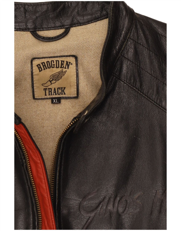 Brogden Veste en cuir Crop Graphic pour homme UK 42 XL Noir Colourblock