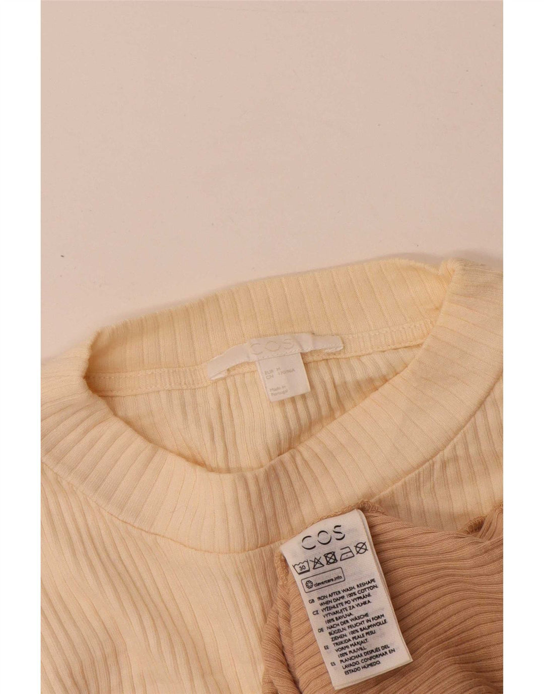 Cos Haut Femme Manches Longues UK 12 Coton Colorblock Beige Moyen
