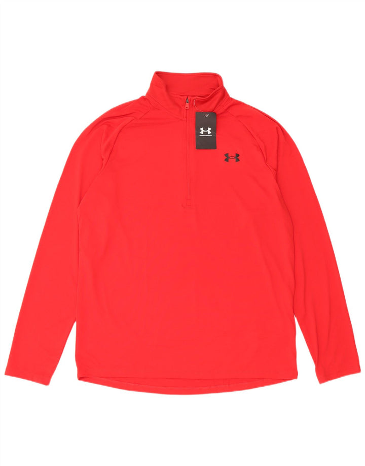 Under Armour Haut de survêtement coupe ample à col zippé pour homme, grand rouge
