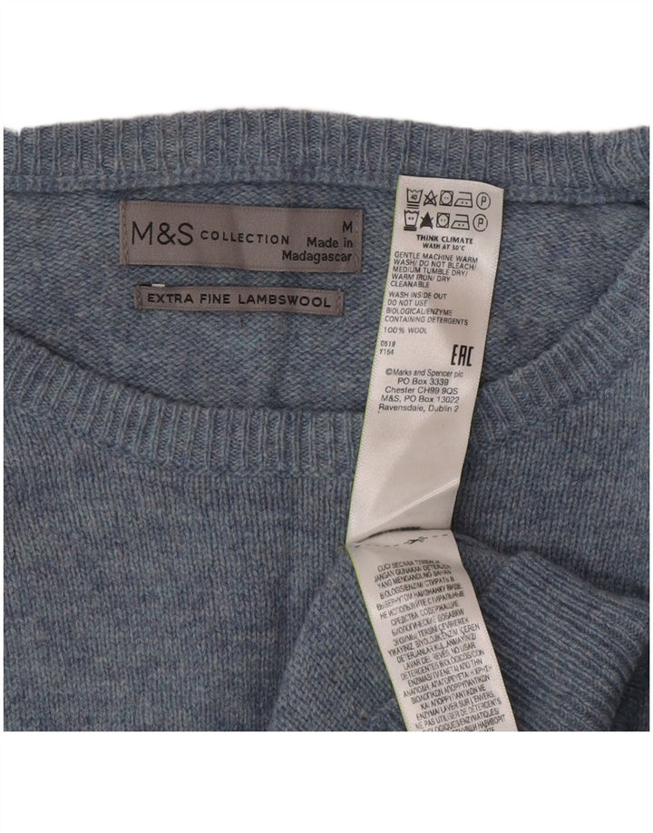 Marks & Spencer Pull col bateau pour homme en laine bleu moyen classique
