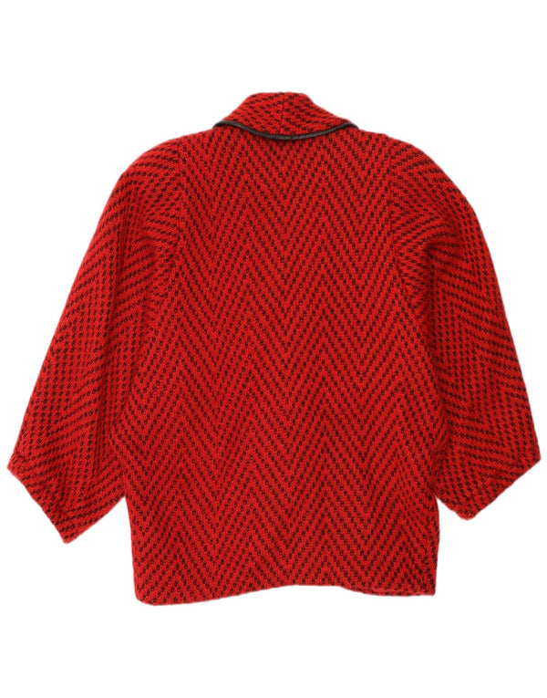 vintage Womens Knit Batwing Jacket UK 14 Grand Chevron Rouge