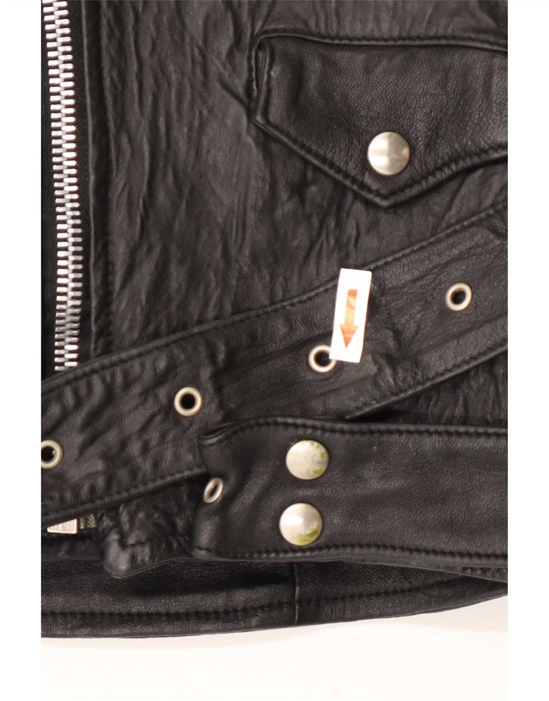 Vintage Veste de motard en cuir pour homme UK 38 Medium Noir