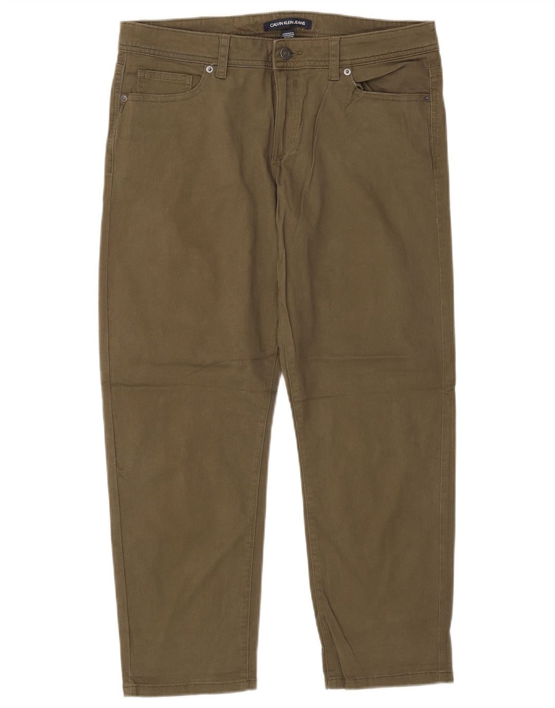 CALVIN KLEIN Pantalon court fuselé pour femme US 12 Large W34 L26 Kaki