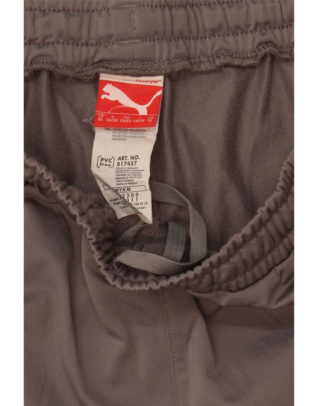 Puma Pantalon de survêtement XL gris rayé en polyester pour homme