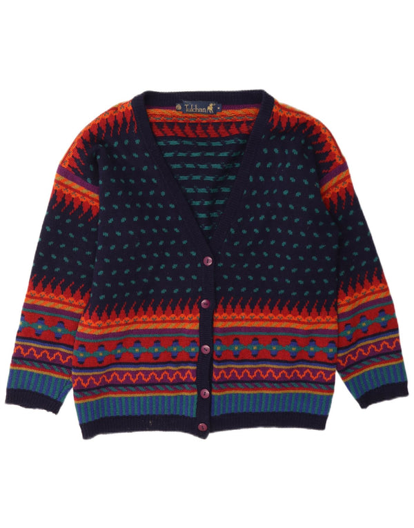 Tulchan Womens Cardigan Sweater UK 14 Moyenne Laine Géométrique Multicolore