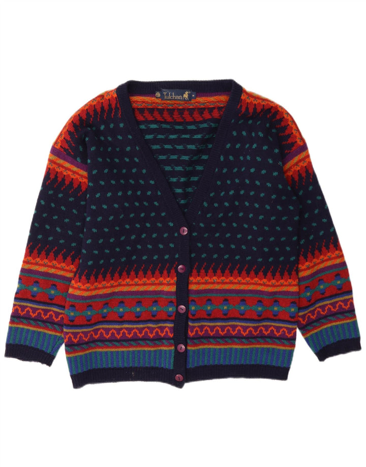 Tulchan Womens Cardigan Sweater UK 14 Moyenne Laine Géométrique Multicolore