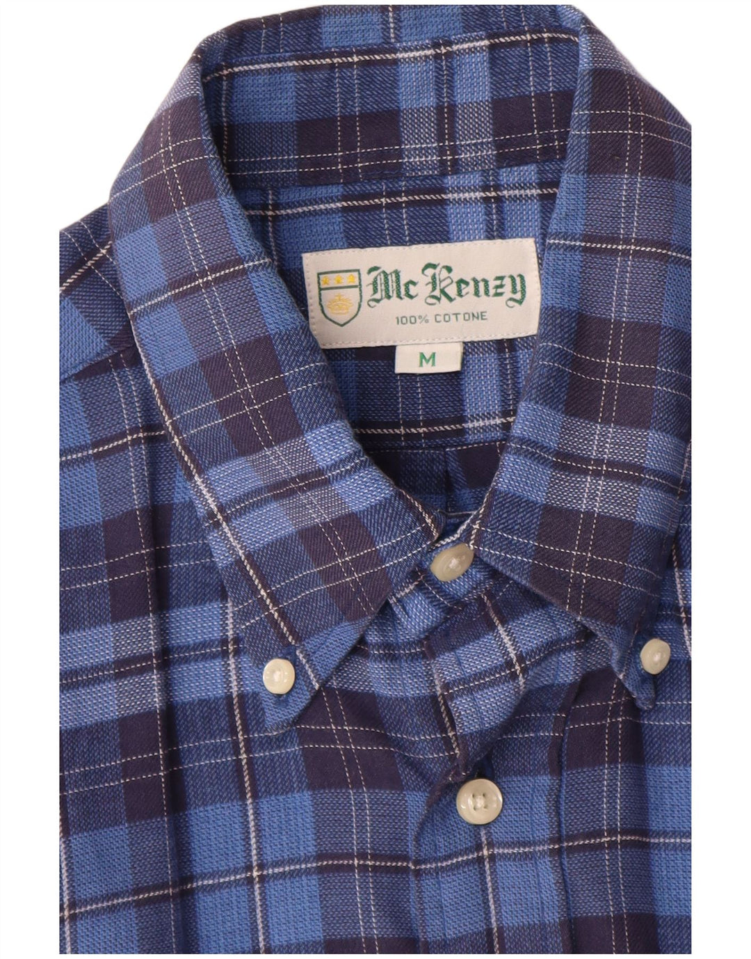 MC Kenzy Chemise Flanelle Homme Bleu Moyen Carreaux Coton