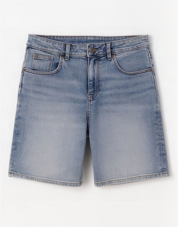 Marks & Spencer Short en jean Boyfriend pour femme UK 10 Small W30 Bleu Coton
