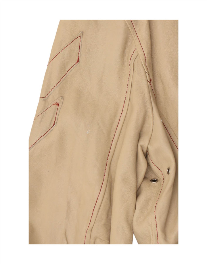 VINTAGE Mens Leather Jacket IT 50 Large Beige Leather