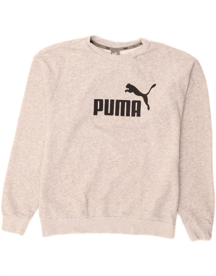 Puma Sweat-shirt graphique pour femme UK 12 Gris moyen chiné en coton