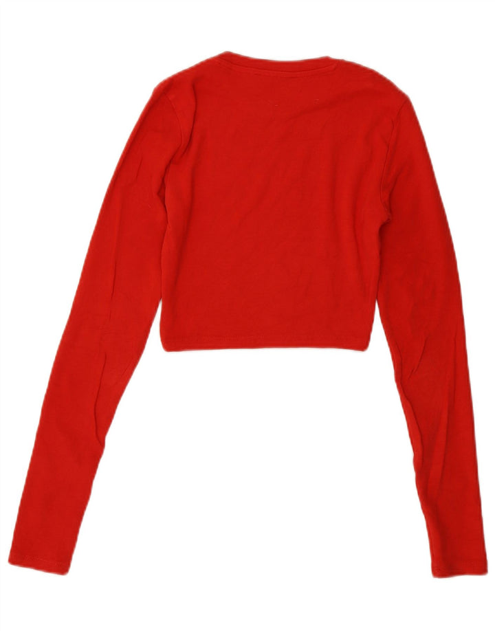 Zara Womens Crop Top Manches Longues UK 8 Petit Rouge