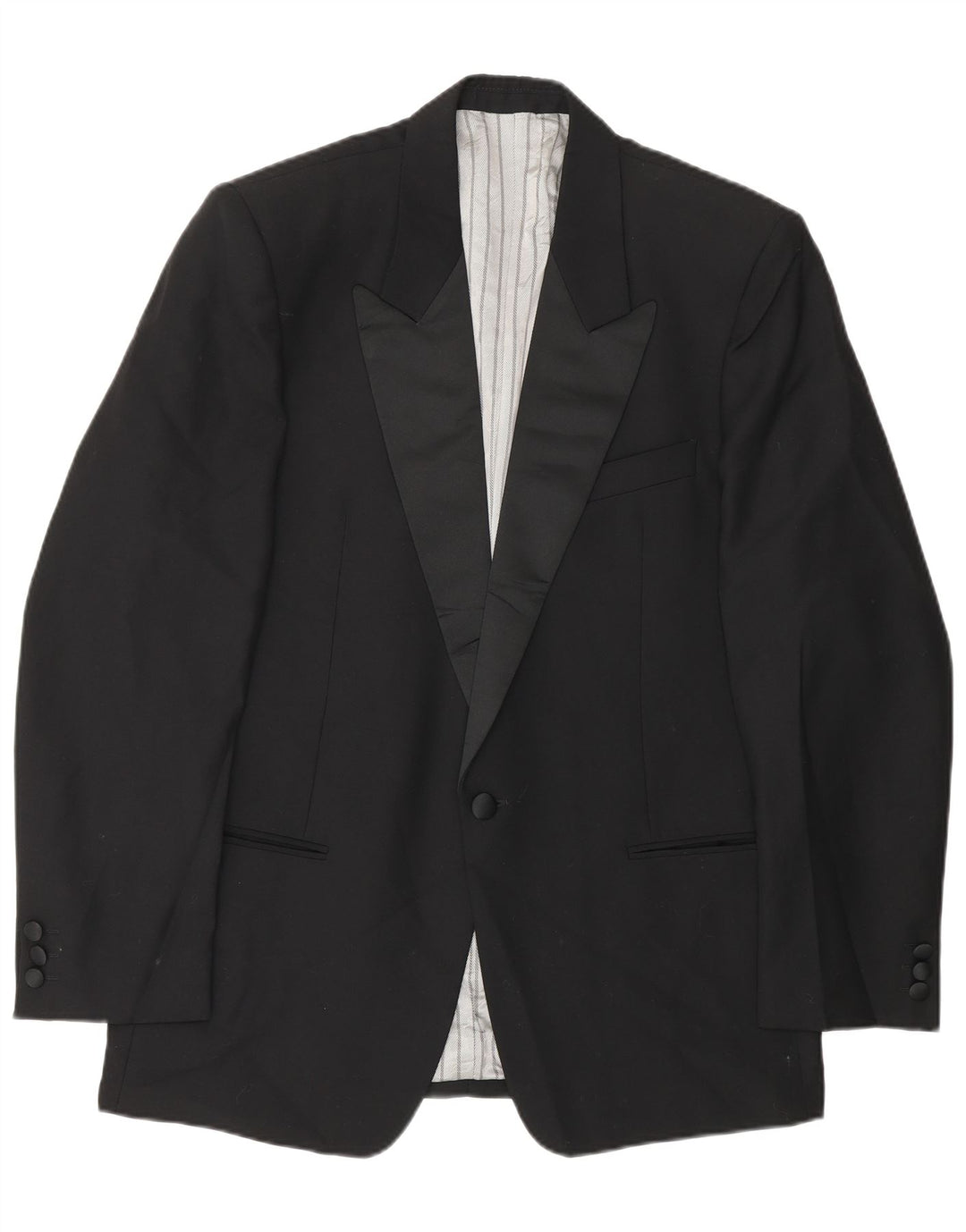 vintage Homme 1 Bouton Blazer Veste IT 48 Laine Noire Moyenne