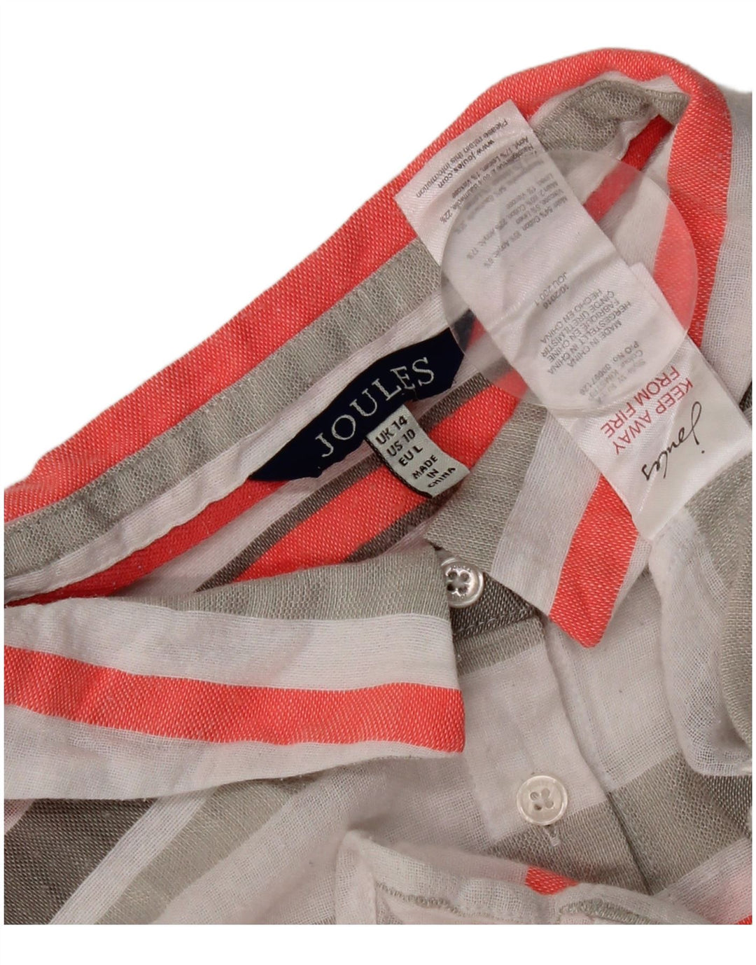 Joules Chemise à manches courtes pour femme UK 44 Large rayé multicolore