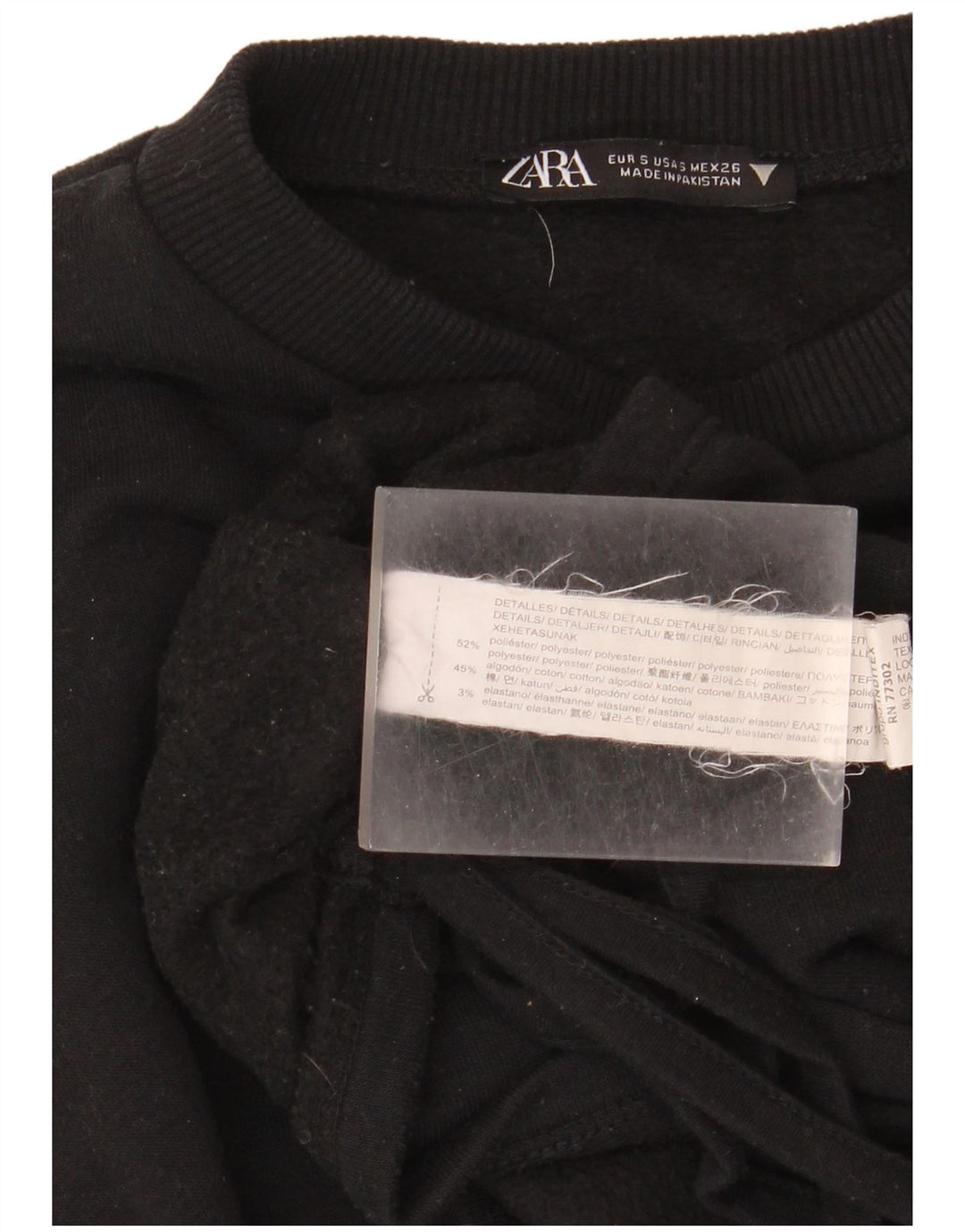 Zara Femme Sweatshirt Jumper UK 10 Petit Noir Polyester